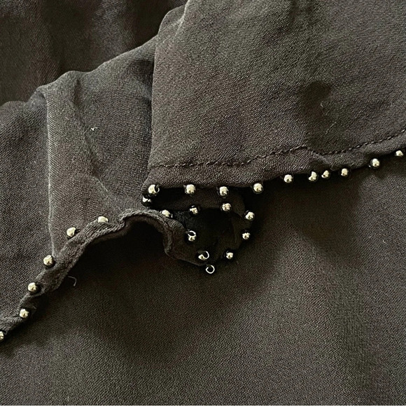 Joie ruffled beaded silk camisole top black size M - Picture 5 of 7